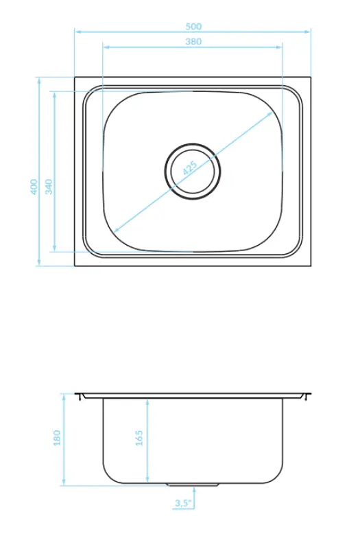 Ausmann Basic stainless steel inset sink 50x40 cm including siphon 1208956975