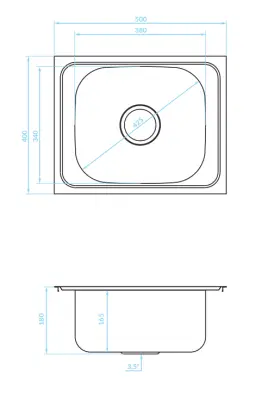 Ausmann Basic padrão de linho pia de sobrepor em aço inoxidável 50x40 cm incluindo sifão 1208956977