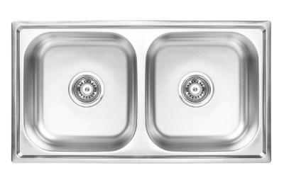 Ausmann Basic pia dupla de sobrepor em aço inoxidável 78x43 cm, incluindo sifão 1208956995