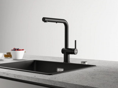 Franke Active L misturador de cozinha preto fosco com ducha retrátil 115.0653.382