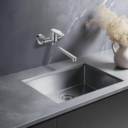 AquaTrimo Schubert torneira de cozinha de parede com uma alavanca cromada 21ST7076CM