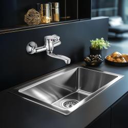 AquaTrimo Verdi torneira de parede monocomando para cozinha cromada com bica curta 21VD7079CM