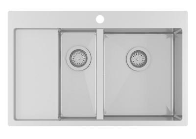 Ausmann Oder Blue 1,5 pia de aço inoxidável 78x50cm com montagem nivelada e montagem superior com escorredor 1208957125