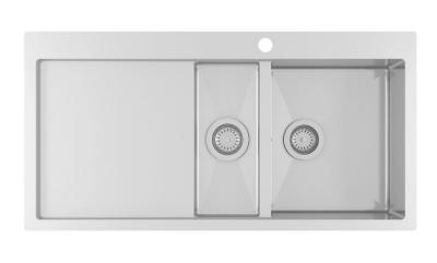 Ausmann Oder Blue 1,5 pia de aço inoxidável 100x51cm de montagem plana e de sobrepor com escorredor 1208957127