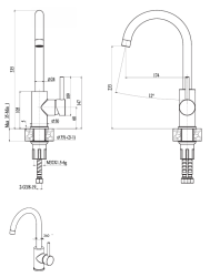 Ausmann Petra misturadora de cozinha com bica giratória completamente em aço inoxidável polido (brilhante) 1208957158