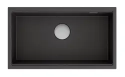 Quadri Newport pia grande e profunda de granito, montagem superior e inferior, antracite, pia 760x435 mm 1208957219