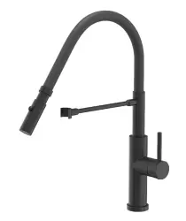 Torneira de cozinha Quadri Chester com bica flexível e chuveiro com 2 tipos de jato, preto fosco 1208957225