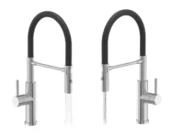 Quadri Chester torneira de cozinha com bica flexível e ducha com 2 tipos de jato em aço inoxidável 1208957226