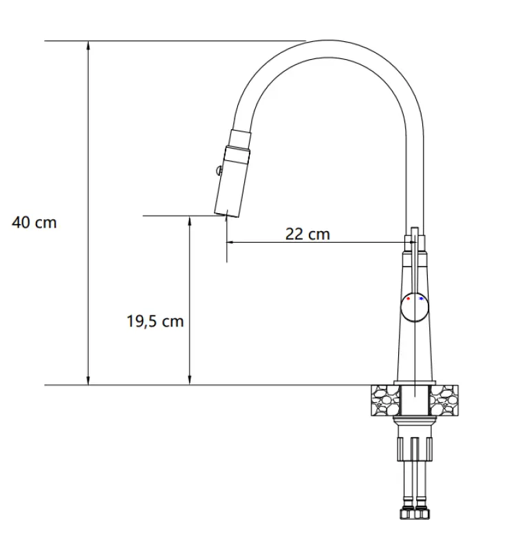 Quadri Preston kitchen mixer tap matt black with 2 positions flexible black spout 1208957227