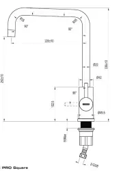 Lorreine Pro Square mat preta torneira de cozinha com bica giratória 1208957318