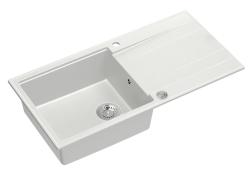 Quadri Luton pia de granito branco com escorredor reversível 100x50cm com plugue de aço inoxidável 1208957324