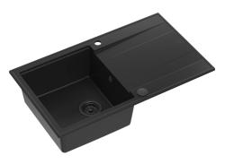Quadri Luton pia de granito preto de montagem superior com escorredor reversível 86x50cm com tampão preta 1208957327