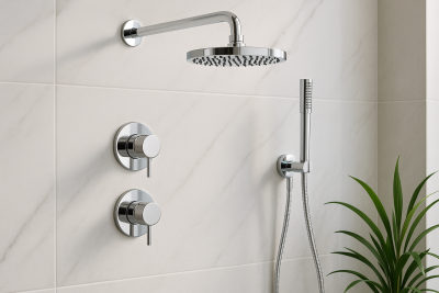 Conjunto de chuveiro embutido Waterevolution Flow cromado com chuveiro termostático tipo ducha e chuveiro de mão 1208957343