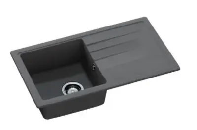 GraniteMy Smart pia de granito preta extra rasa, de montagem superior, 76x44cm, com escorredor reversível 1208957353