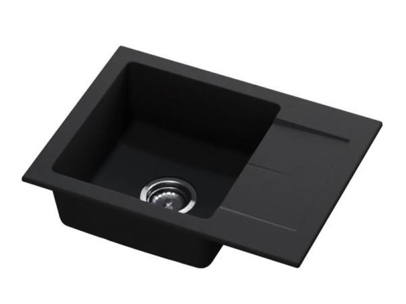 GraniteMy Smart pia de sobrepor de granito extra rasa preta 58x44cm com escorredor reversível 1208957354