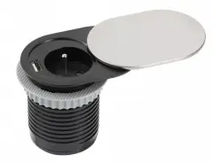 Indux Slide embutido tomada de cozinha com terra em bancada com USB e tomada cor aço inoxidável 1208957392