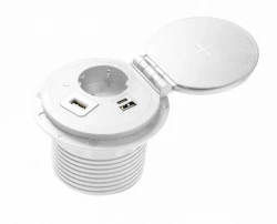Indux Cover embutido com terra branca para tomada de cozinha em bancada com conexões intercambiáveis 1208957398