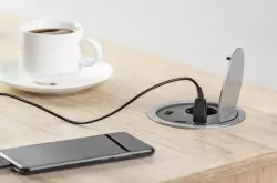 Indux Cover embutido com terra prateado tomada de cozinha em bancada com 2 conexões usb 1208957399