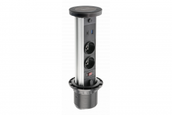 Indux Lift tomada de cozinha retrátil preta embutida na bancada com iluminação, 2 x USB e carregamento sem fio 1208957402