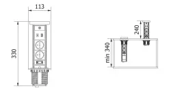 Indux Lift tomada de cozinha retrátil preta embutida na bancada com iluminação, 2 x USB e carregamento sem fio 1208957402