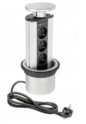 Indux Up & Down tomada de terra retrátil prata para cozinha em bancada com 3 tomadas 1208957410