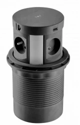 Indux Push tomada de cozinha retrátil preta embutida na bancada com 4 tomadas, 2 x USB, 2 x RJ45 e carregamento sem fio 1208957421