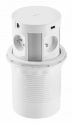 Indux Push tomada de cozinha retrátil branca embutida na bancada com 4 tomadas, 2 x USB, 2 x RJ45 e carregamento sem fio 1208957422