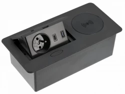 Tomada de cozinha Indux Flip embutida na bancada em preto fosco com sem fio e 2 carregadores USB 1208957428