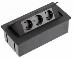 Indux Flip Medium tomada de cozinha com aterramento no plano de trabalho ou armário superior preto fosco com 3 tomadas 1208957433