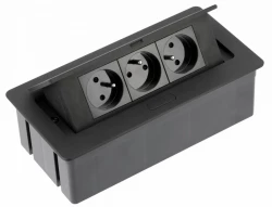 Indux Flip Medium tomada de cozinha com aterramento no tampo da mesa ou armário superior preto fosco com 3 tomadas 1208957434