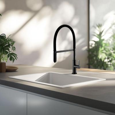 Torneira de cozinha Ausmann Lavea em metal cinza PVD grafite com bico giratório e flexível 1208957437