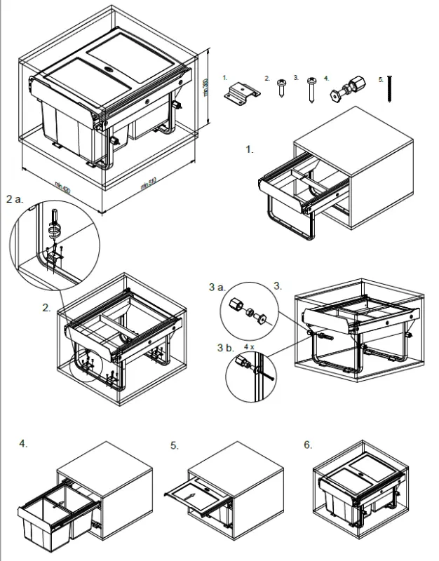 Garbi Sorter S-45-2-15 lixeira de cozinha embutida com 2 baldes de lixo de 15 litros extra baixa 1208957444