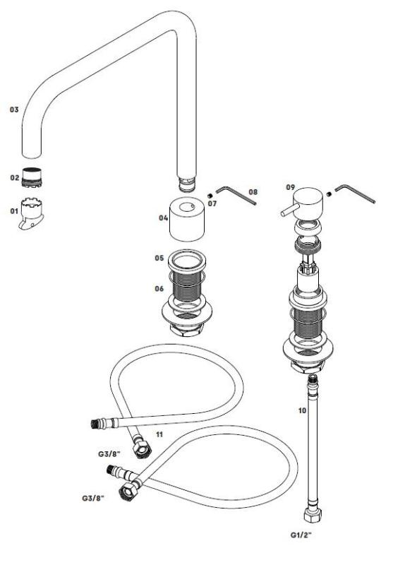 Waterevolution Flow 2-gats keukenmengkraan gunmetal PVD T151HGME