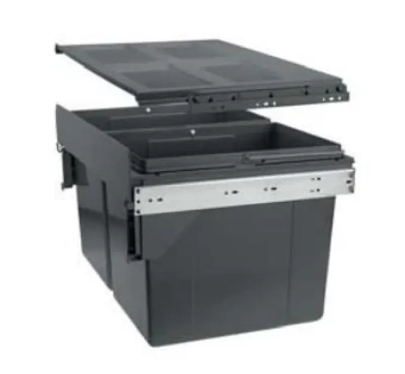 Garbi Carrier C-60-2 sistema de lixo embutido com guias próprias e 2 recipientes de lixo 2 x 27 Litros 1208957468