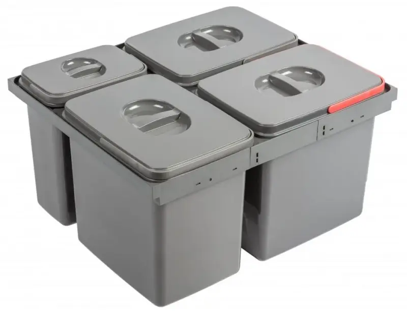 Garbi Basket B-60-4-H sistema de separação de resíduos para gaveta de 60cm, incluindo suporte e 4 cestos de lixo 1208957472