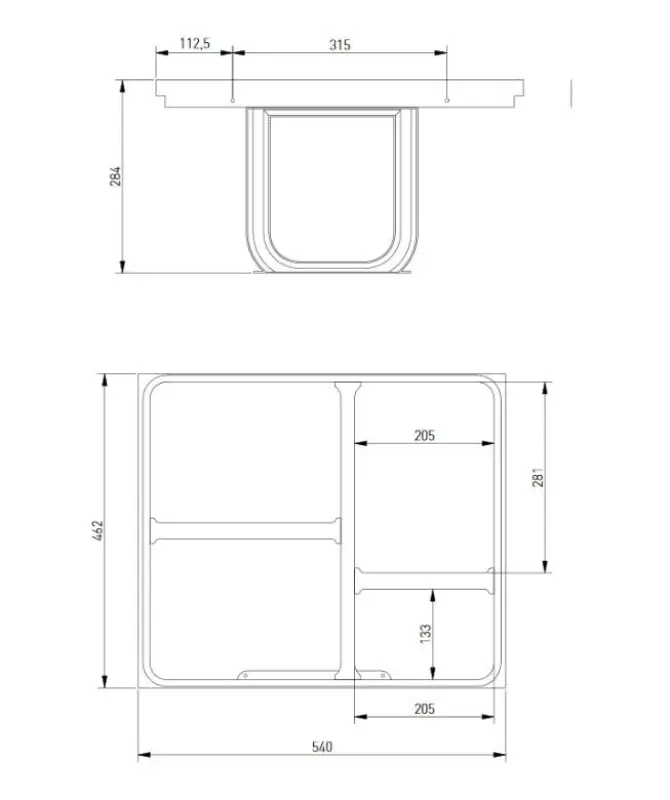 Garbi Basket B-60-4-H sistema de separação de resíduos para gaveta de 60cm, incluindo suporte e 4 cestos de lixo 1208957472