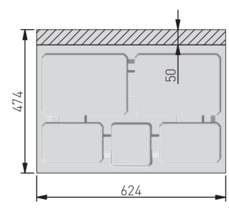 Garbi Basket B-70-4 sistema de separação de resíduos para gaveta de 70 cm, incluindo suporte e 4 lixeiras 1208957476