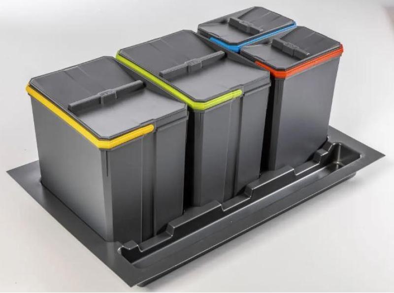 Garbi Basket B-80-4 sistema de separação de lixo para gaveta de 80cm, incluindo suporte e 4 lixeiras 1208957477