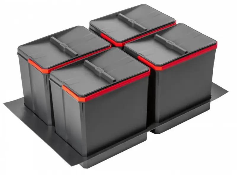 Sistema de separação de lixo Garbi Basket B-80-4-G para gaveta de 80 cm, incluindo suporte e 4 recipientes de lixo de 15 litros 1208957478.