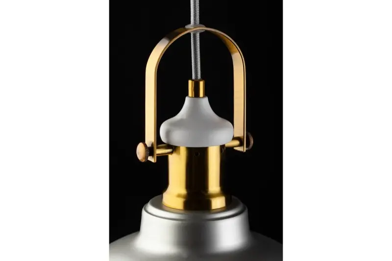 Luminária pendente Decor Zenit com cúpula de metal cinza e acabamento metálico 4895