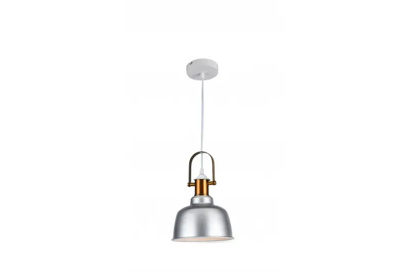 Luminária pendente Decor Zenit com cúpula de metal cinza e acabamento metálico 4895