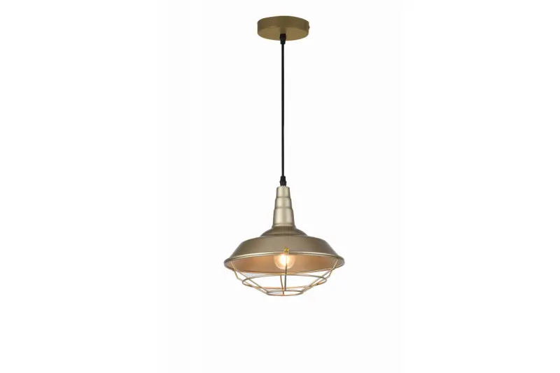 Decor Solen pendant lamp industrial shape with golden grid diameter 26,5 cm 2362