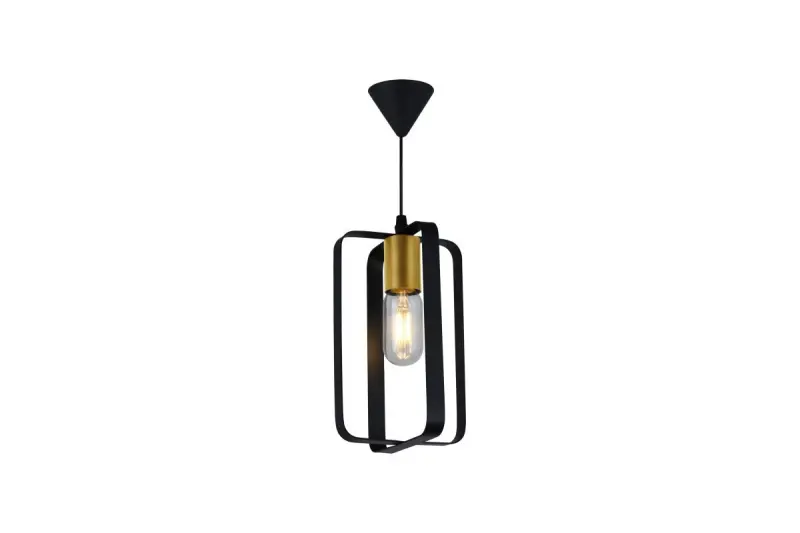 Luminária pendente Decor Oxalis com estrutura de metal preto em forma geométrica, diâmetro de 13 cm 3185