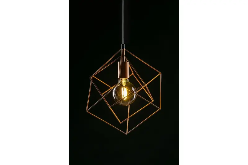 Decoração Rosa dourada geométrica luminária pendente composta por 2 cubos de latão 3376