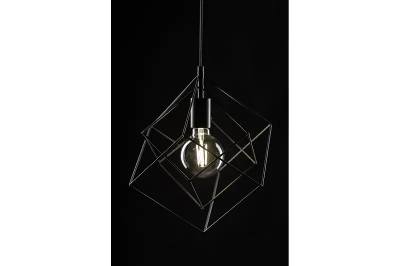 Lâmpada pendente geométrica preta Decor Rosa composta por 2 cubos pretos 3437