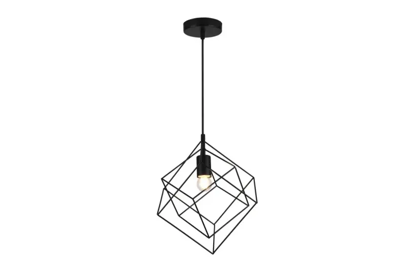 Lâmpada pendente geométrica preta Decor Rosa composta por 2 cubos pretos 3437