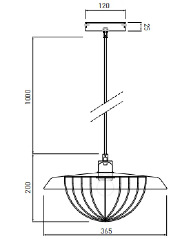 Decor Tulip modern pendant lamp with black metal rim and golden wire cage 3444