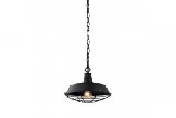 Luminária pendente Decor Lars preta com grade industrial preta, diâmetro de 36 cm, 2295