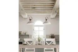 Decore Mees, lâmpada pendente de metal branco com fixação de cúpula em forma de lâmpada de querosene 2332