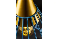 Decoração Tess lâmpada pendente de arame de metal azul em forma de cone 2578
